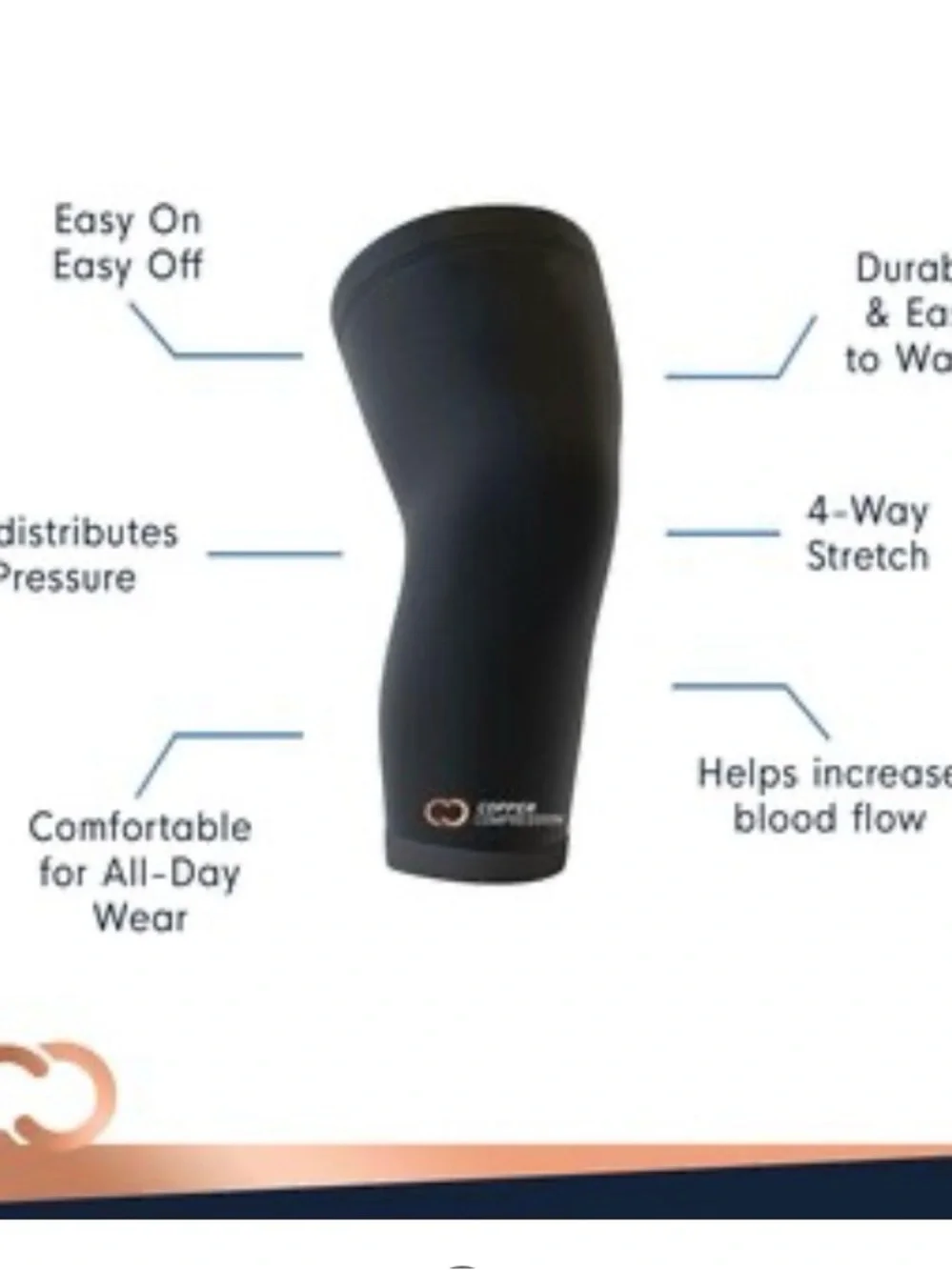Compression Knee Sleeve - Copper Compression Black - Supportive Fit